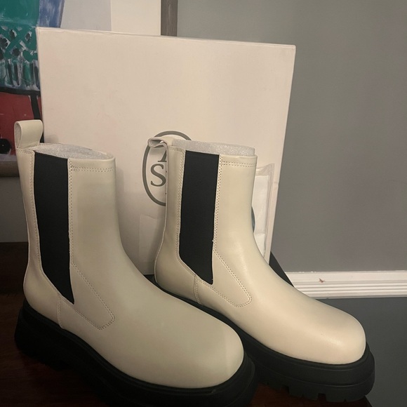New ASH Elite Tofu Off-White Leather Platform Chelsea Womens Boots - Size 38 - Picture 4 of 8
